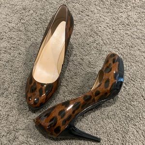Marc Fisher patent leather animal print heels